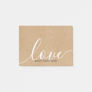 Post-it® Rustique Kraft Script Love Nom personnalisé