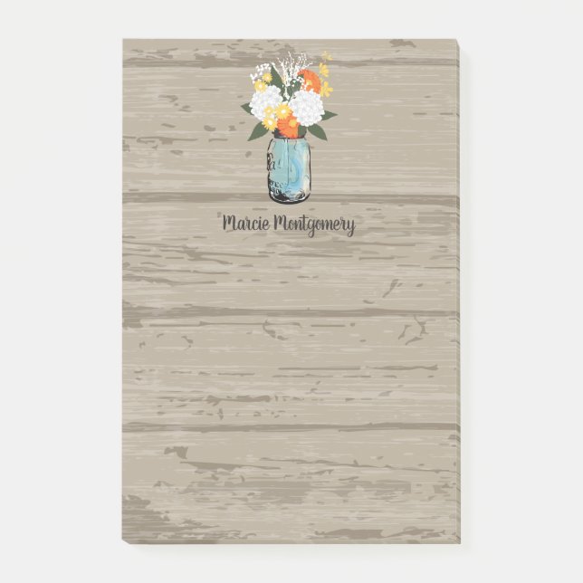 Post-it® Rustique orange Gerber Daisy Mason Jar Personnalis (Devant)