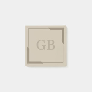 Post-it® Sable Neutre Coins Gras Élégant Monogramme