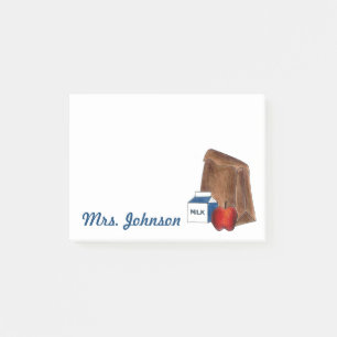 Post-it® Sac Brown Sack École Déjeuner Lady Teacher Cafétér