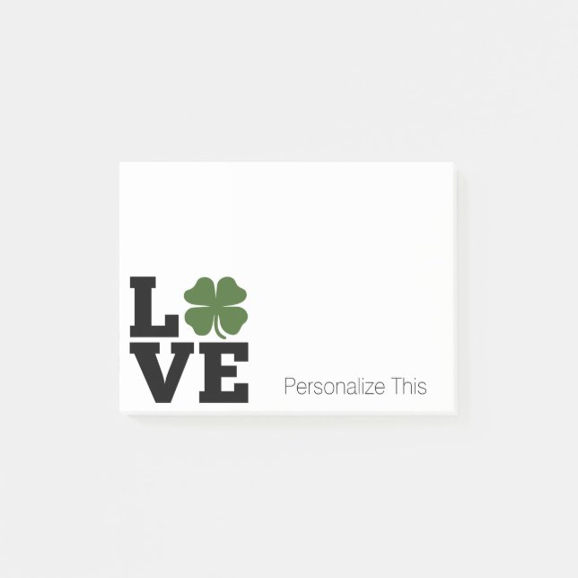 Post-it® Saint Patrick's Day Amour avec shamrock vert (Devant)