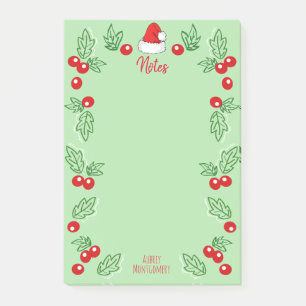 Post-it® Santa Hat et Holly Berries Personnalisé