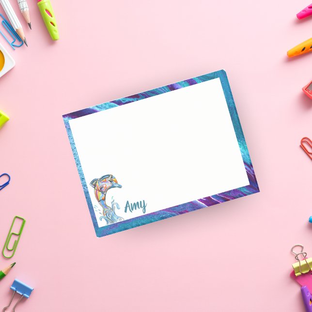 Post-it® Saut de dauphin au crayon couleur personnalisé (Créateur téléchargé)