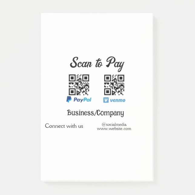 Post-it® Scanner pour payer le code q r paypal venmo ajoute (Devant)