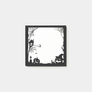 Post-it® Scène d'Halloween noir blanc 