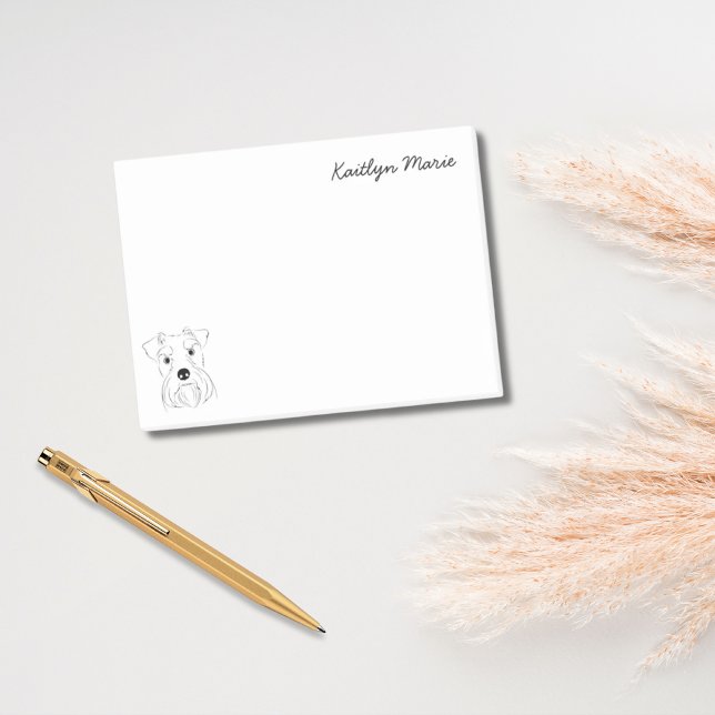 Post-it® Schnauzer Lover Simple Noir & Blanc Personnalisé (Schnauzer Lover Simple Black & White Personalized Post-it Notes)