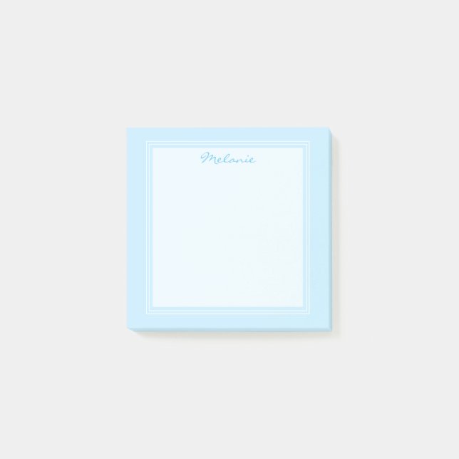 Post-it® Script de bordure blanc bleu clair moderne (Devant)