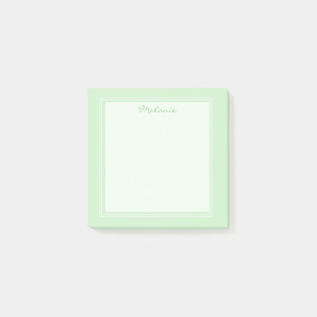 Post-it® Script de bordure blanc vert clair moderne (Devant)