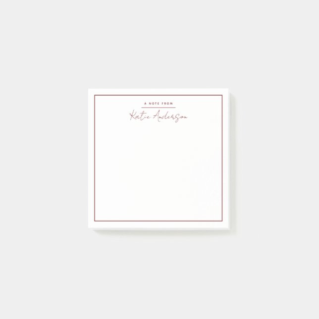 Post-it® Script de typographie minimaliste moderne Maroon (Devant)