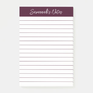 Post-it® Script Élégant Brun Rouge Ligné Personnalisé