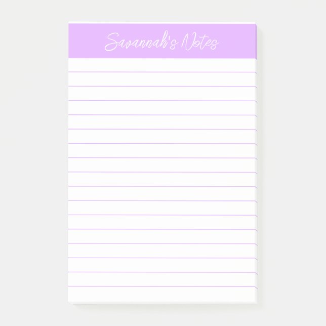 Post-it® Script Elegant Light Lavender Lined Personalized (Devant)