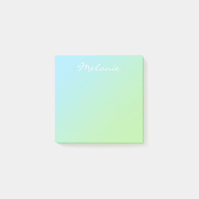 Post-it® Script moderne Aqua Blue Green Ombre (Devant)