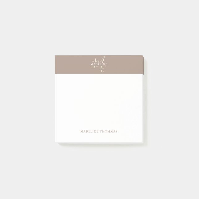 Post-it® Script Monogramme Beige Chaud (Devant)