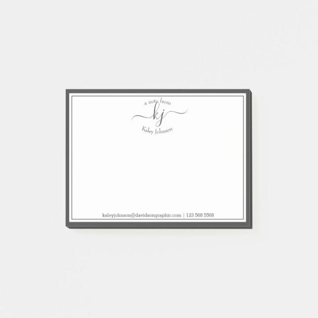 Post-it® Script Monogramme Blanc Gris Du Bureau De Post- (Devant)