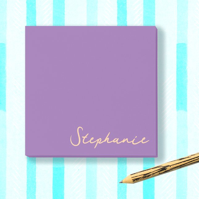 Post-it® Script violet personnalisé Publier des notes colla (Zazzle Personalized Purple Script Post it Sticky Notes)