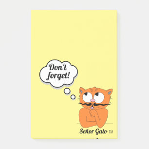 Post-it® Señor Gato Dessin Animé Moustache Chat "N'oubliez 