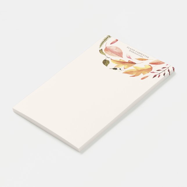 Post-it® sensation automne élégant monogramme floral (Incliné)