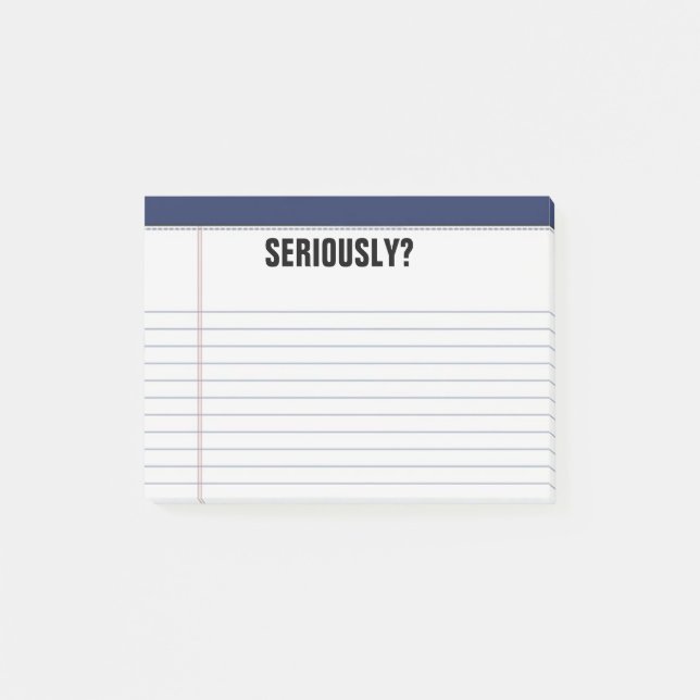 Post-it® "Sérieusement ?" Tampon blanc rayé 4X3 drôle (Devant)