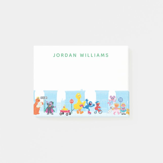 Post-it® Sesame Pals Marcher Le Long De Sesame Street Motif (Devant)