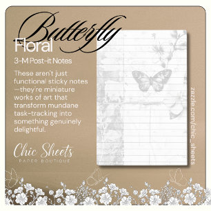 Post-it® Shabby Chic Noir & Blanc Papillon Floral 3M