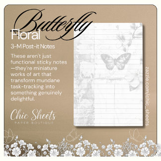 Post-it® Shabby Chic Noir & Blanc Papillon Floral 3M 