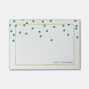 Post-it® Shamrocks verts avec le cadre d'or de Faux