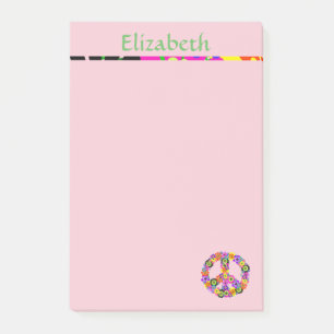 Post-it® Signature de paix personnalisée avec nom en rose