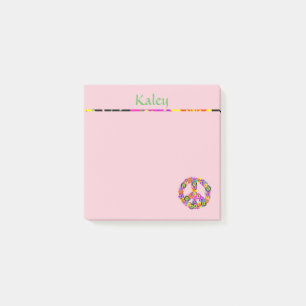 Post-it® Signature de paix personnalisée avec nom en rose