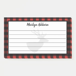 Post-it® Silhouette de cerf rustique & Buffalo Check Plaid