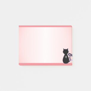 Post-it® Silhouette de chatte noire élégante sur rose