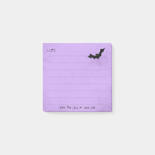 Post-it® Silhouette de chauve-souris d'Halloween sur violet (Devant)
