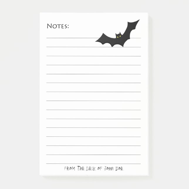 Post-it® Silhouette de chauve-souris noire Halloween - Note (Devant)