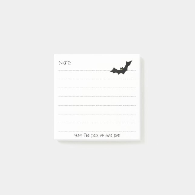 Post-it® Silhouette de chauve-souris noire Halloween - Note (Devant)