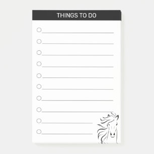 Post-it® Silhouette de cheval artistique moderne en noir &