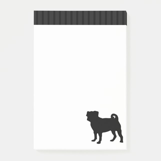 Post-it® Silhouette noire de carlin - conception simple de (Devant)
