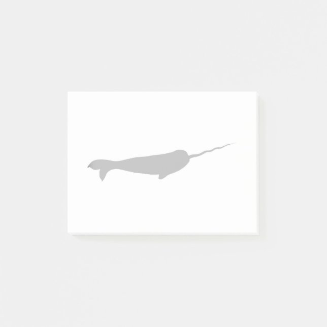 Post-it® Silhouette noire et blanche mignonne de Narwhal (Devant)