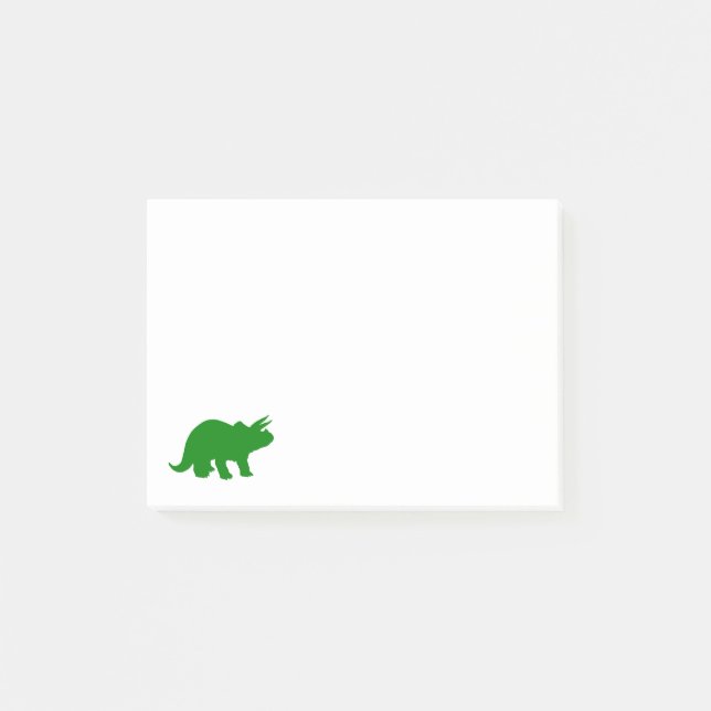 Post-it® Silhouette verte de dinosaure de Triceratops (Devant)