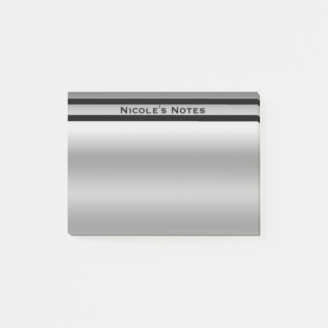 Post-it® Silver Platinum Shine Chic Moderne Personnalisé (Devant)
