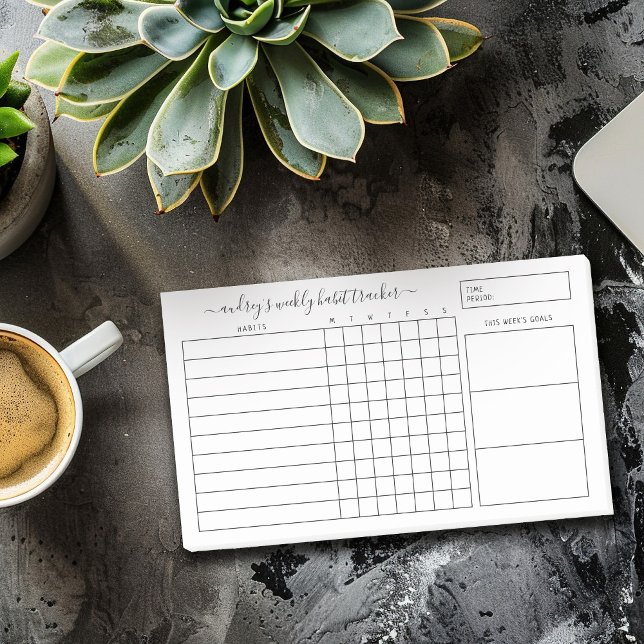 Post-it® Simple Black White Weekly Habit Tracker (Créateur téléchargé)