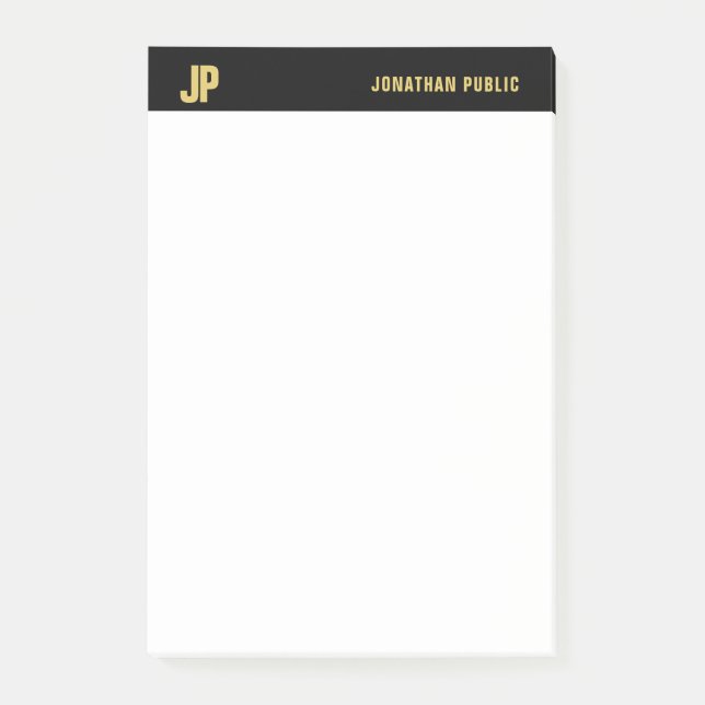 Post-it® Simple élégant moderne d'or blanc de noir (Devant)