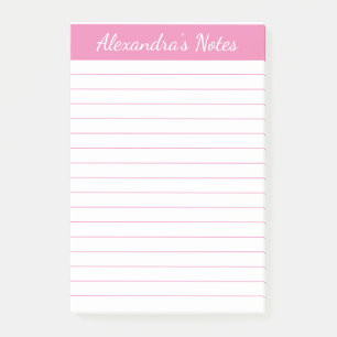 Post-it® Simple Élégant Pink Chic Script Linked Personnalis