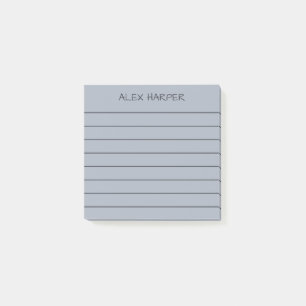 Post-it® Simple gris acier et charbon Ajouter un nom ligné