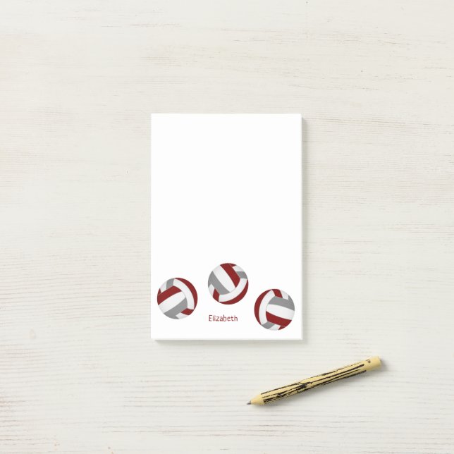 Post-it® simple marron gris volleyballs w nom du joueur (Sur un bureau)