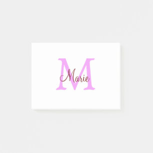 Post-it® simple minimal ajouter nom monogramme rose rouge