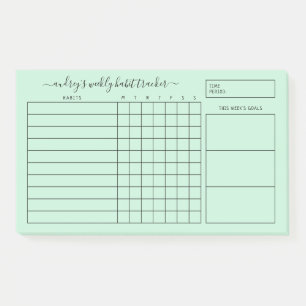 Post-it® Simple Mint Green White Weekly Habit Tracker