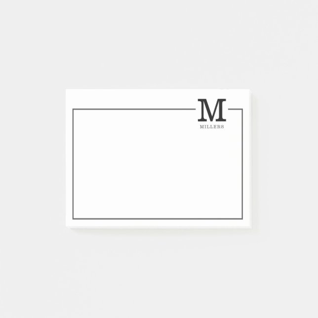 Post-it® Simple Modern Classic Nom de famille Monogramme  (Devant)