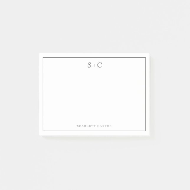 Post-it® Simple Modern Initials Border Stationery (Devant)