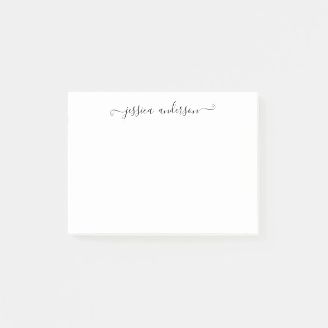 Post-it® Simple moderne classique élégant noir Gris Script (Devant)