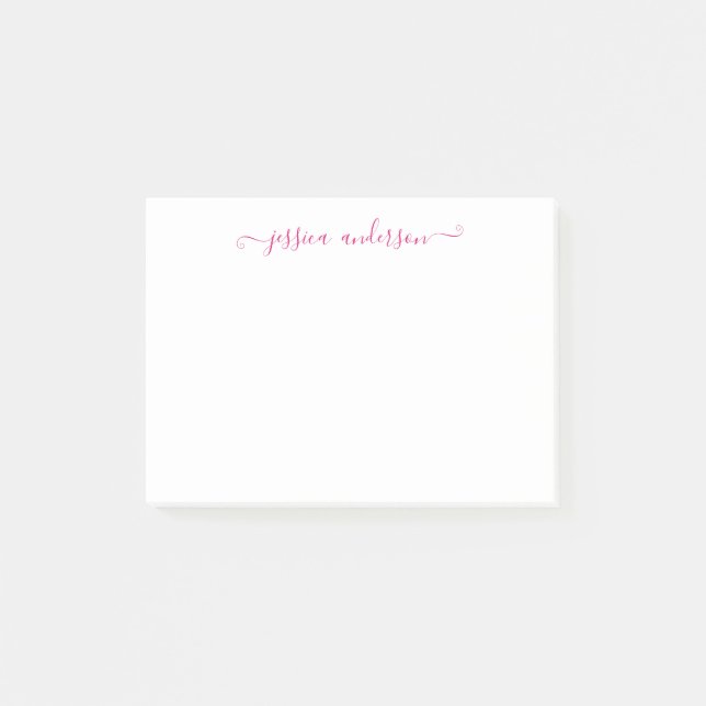 Post-it® Simple moderne classique élégant noir Magenta rose (Devant)