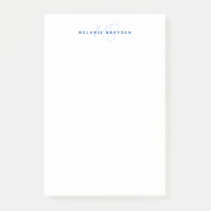 Post-it® Simple Navy Blue Minimaliste Deux Monogrammes Nom
